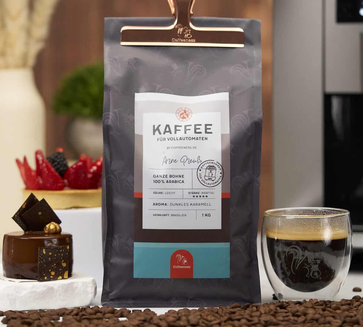 Kraeftiger Kaffee fuer Vollautomaten von vorne Uebersicht