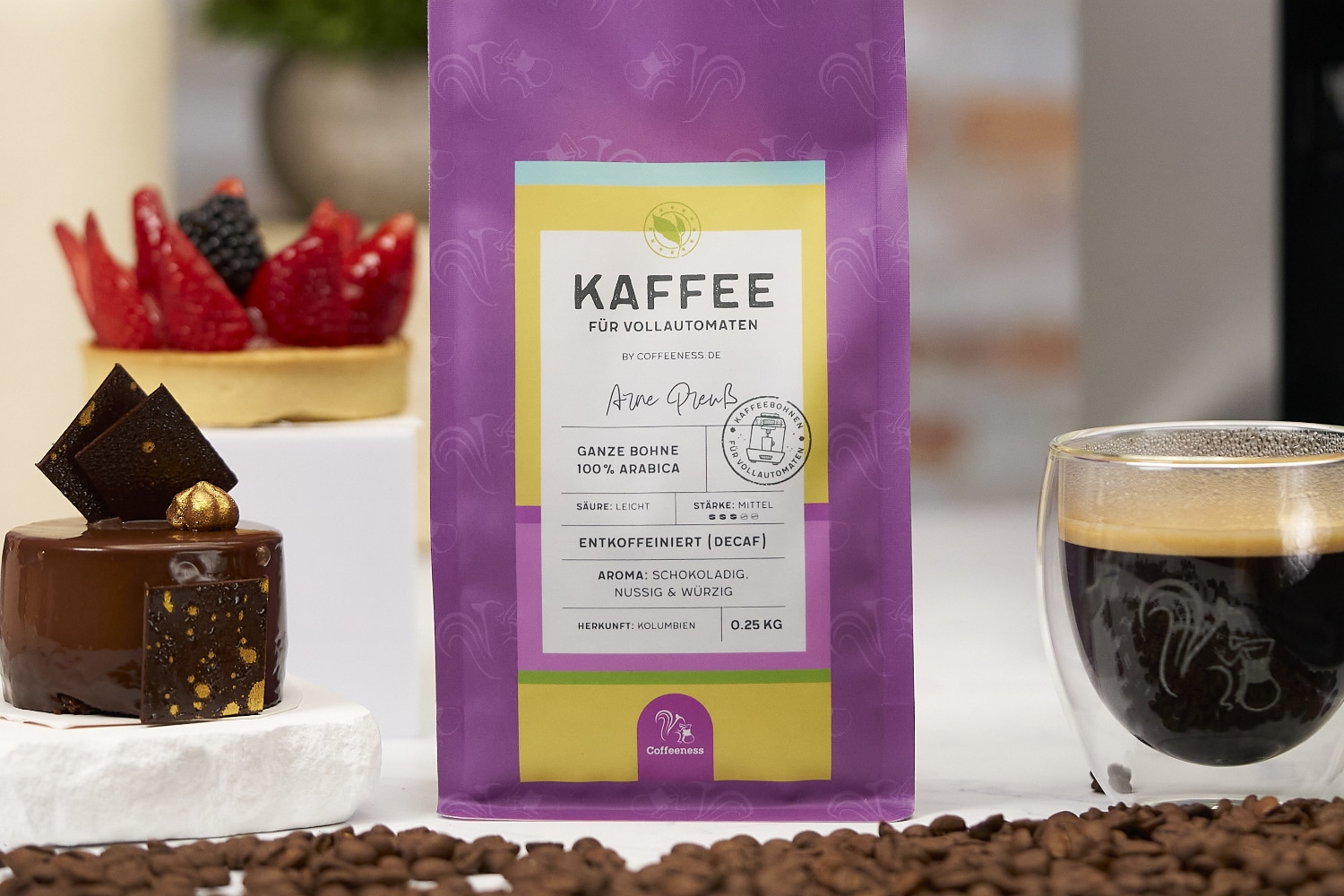 Entkoffeinierte Kaffeebohnen Decaf