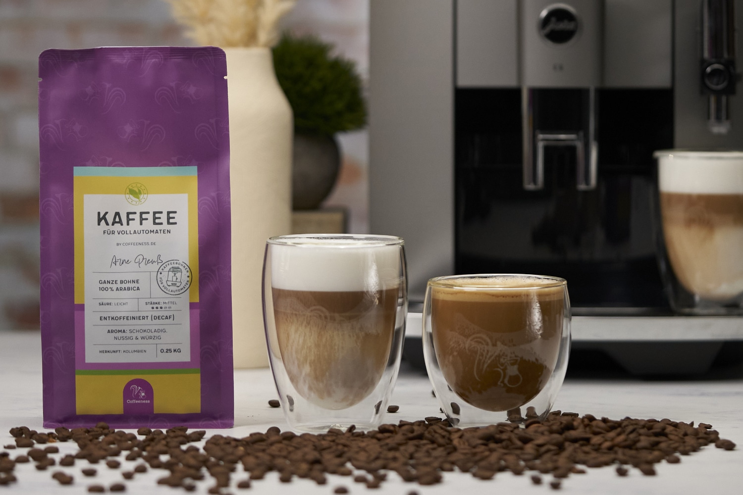 Entkoffeinierte Kaffeebohnen Decaf