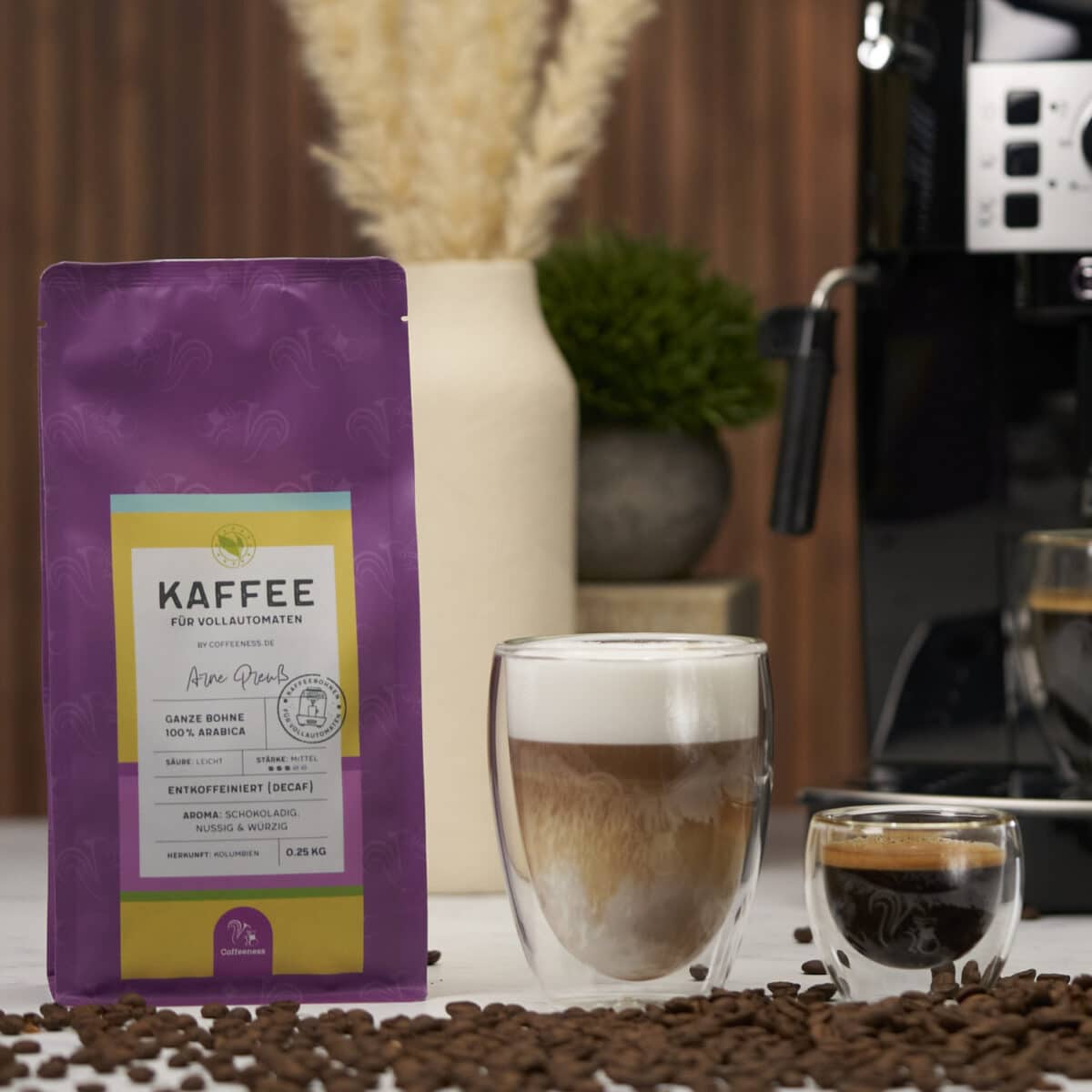 Entkoffeinierte Kaffeebohnen Decaf