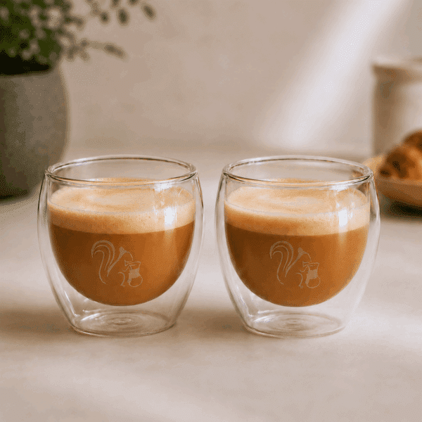 Cappuccino und Kaffeeglaeser doppelwandig